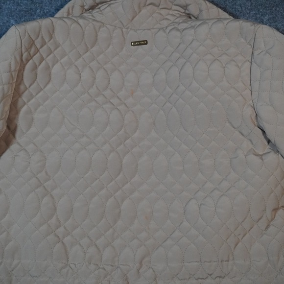 Ellen Tracy Quilted Jacket M Tan Beige‎ Lightweight Full Zip Drawstring Coat - Picture 10 of 13